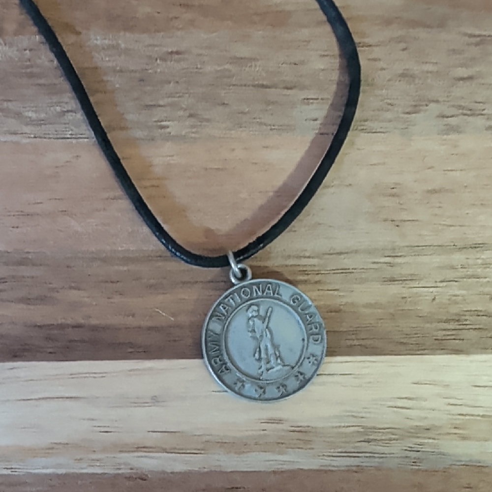Silver Army National Guard Pendant Necklace